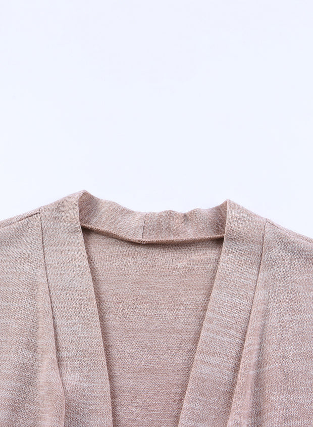 Pink Tunic Back Open Front Cardigan with Pockets