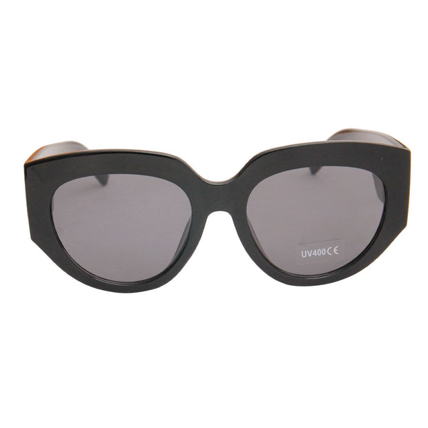 Celine Style Black Cat Eye Wide Arm Sunglasses