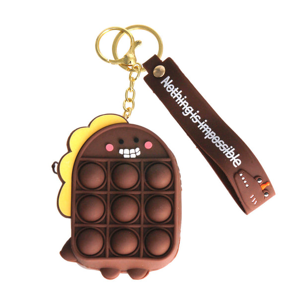 Brown Dino Bubble Pop Keychain