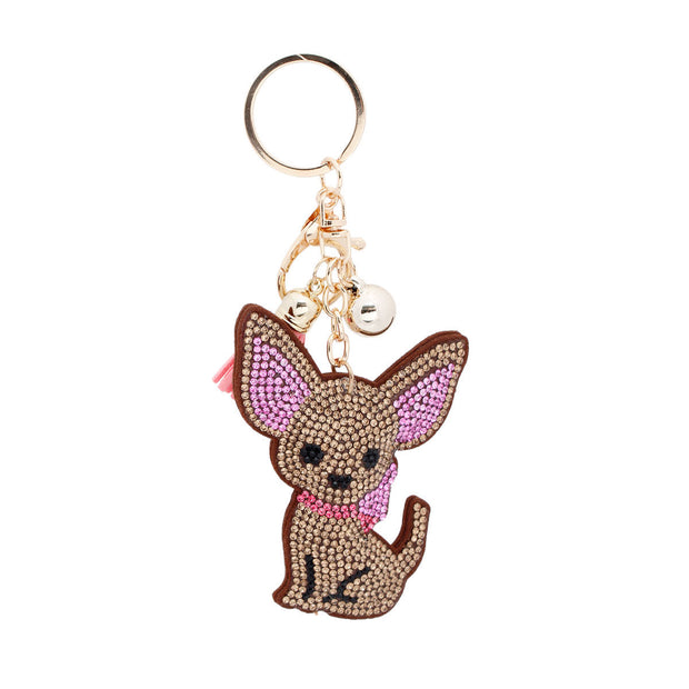 Keychain Gold Brown Chihuahua Charm for Women