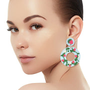 Light Blue Clay Strawberry Donut Earrings