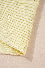 Yellow Cream Pointelle Knit Open Front Short Cardigan