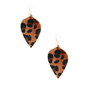 Small Leopard Fur Leaf Earrings