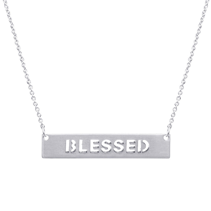 Silver Blessed Cutout Plate Necklace