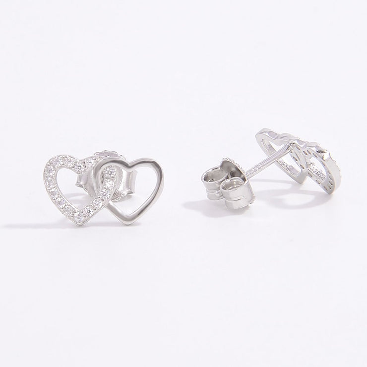 925 Sterling Silver Zircon Heart Earrings