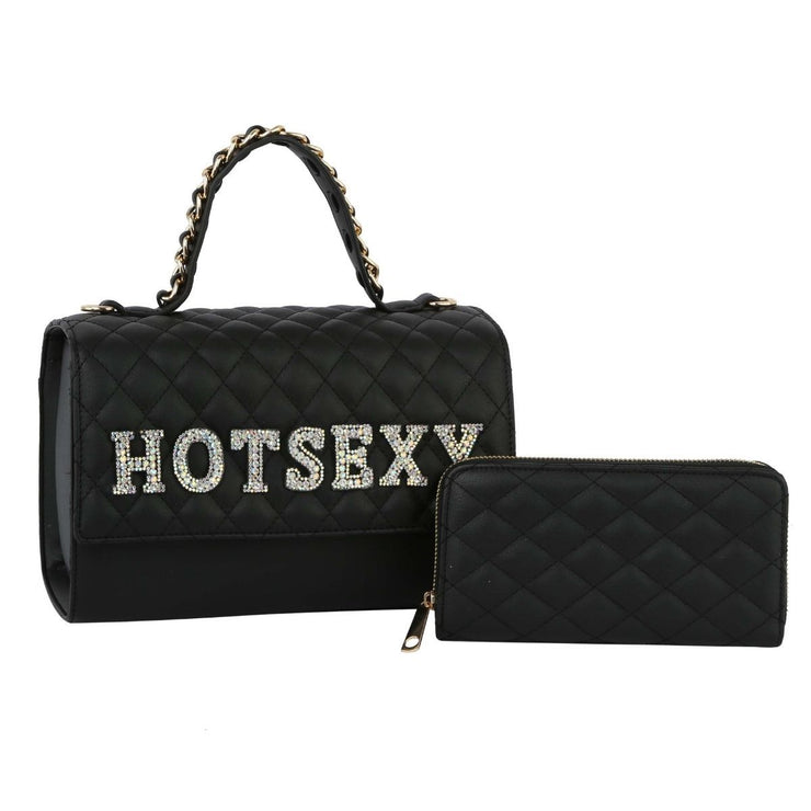 Black HOT SEXY Quilted Satchel Set