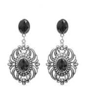 Black Antique Drop Silver Earrings