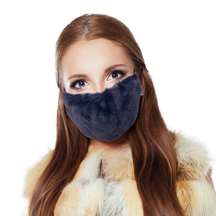 Navy Faux Fur Mask