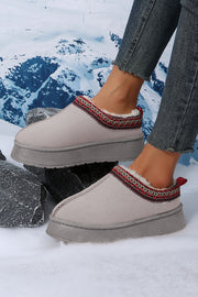 Gray Contrast Print Suede Plush Lined Snow Boots