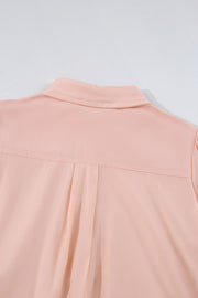 Delicacy Solid Color Flounce Hem Buttoned Turn Down Collar Dress