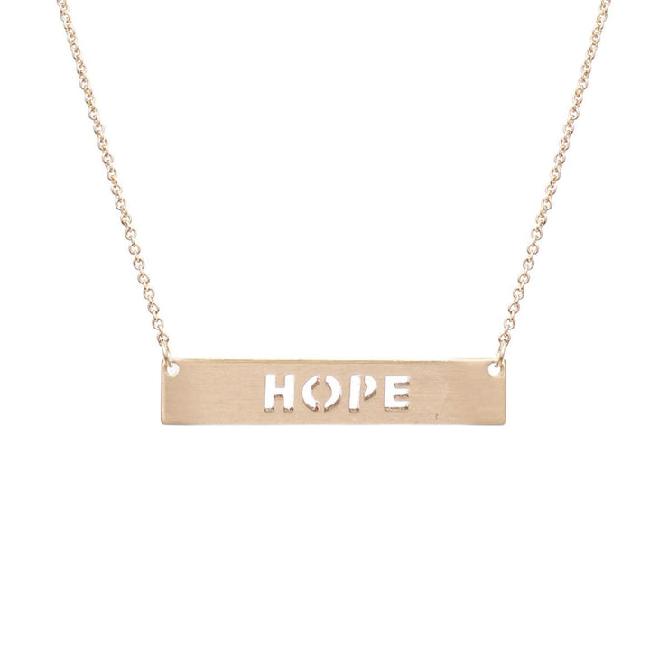 Gold Cutout HOPE Plate Necklace