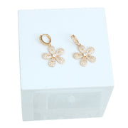 14k Gold Plated CZ Flower Huggie Hoops