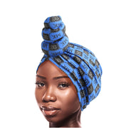 Blue MK Tall Twist Knot Turban