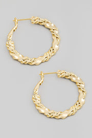 Fame Double Twist Chain Latch Hoop Earrings