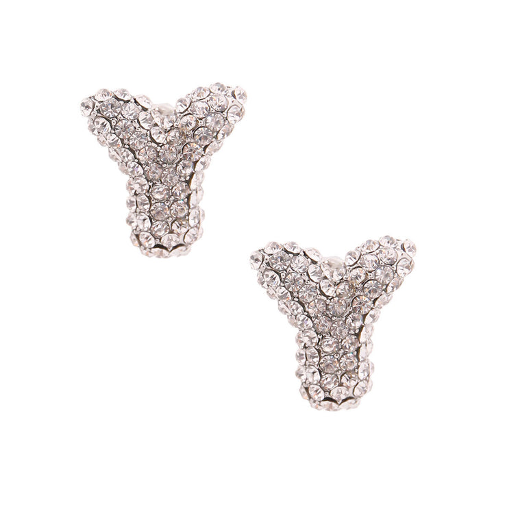 Y Rhinestone Silver Studs