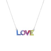 Rainbow Love Silver Chain Necklace