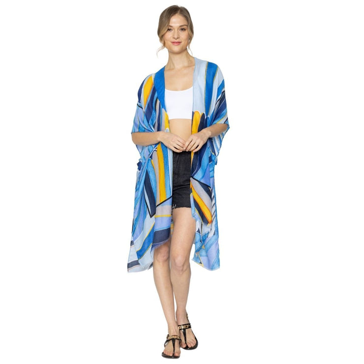 Blue Abstract Print Kimono