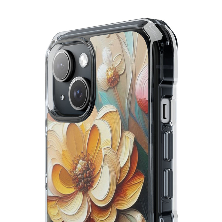 FASHION JUNKY - Oil Painted Pastel Flower Magnetic Clear Impact Case