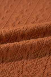 Chestnut Textured Knit Side Pockets Open Front Cardigan