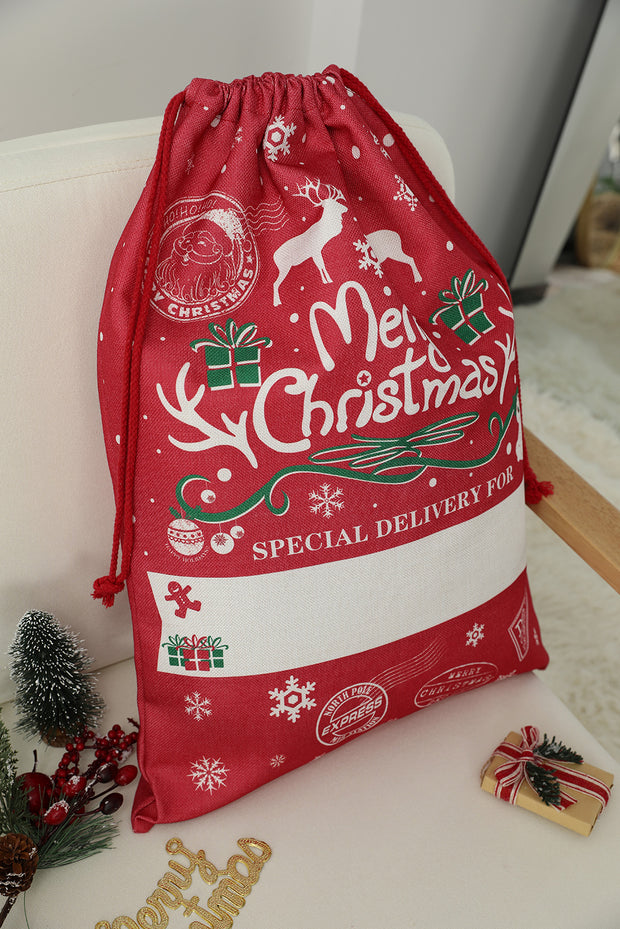 White Christmas Drawstring Large Gift Bag 50*66cm