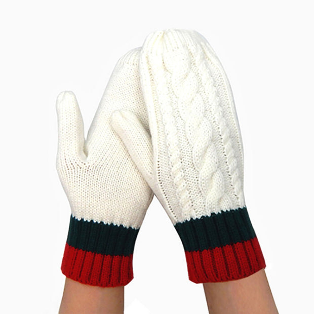 Snowy Chic: Signature White Mittens