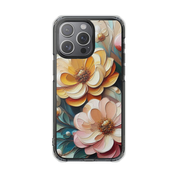 FASHION JUNKY - Oil Painted Pastel Flower Magnetic Clear Impact Case