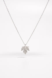 925 Sterling Silver Zircon Maple Leaf Necklace