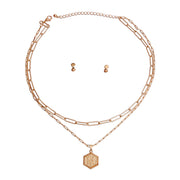 M Hexagon Initial Charm Necklace