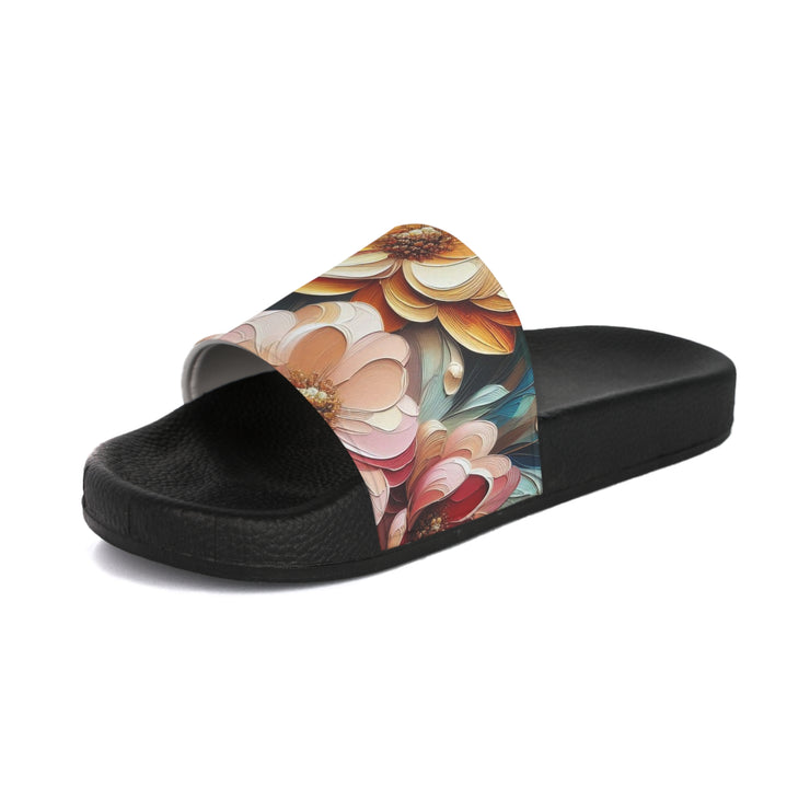 FASHION JUNKY - Oil Painted Pastel Flower Women's Slide Sandals