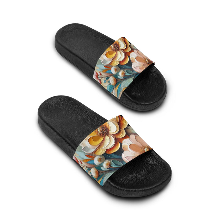 FASHION JUNKY - Oil Painted Pastel Flower Women's Slide Sandals