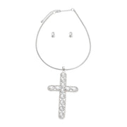 Silver Rigid Collar Elegant Cross Necklace