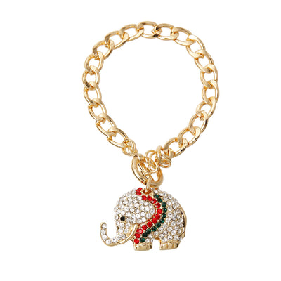 Rhinestone Elephant Toggle Bracelet