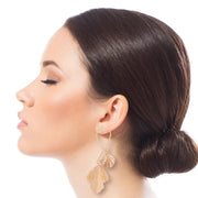 Brown Raffia Fanned Gold Earrings