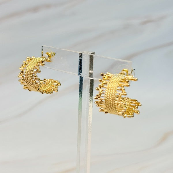 Golden Lace Metal Hoop Earrings