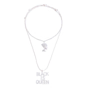 Silver Double Chain Black is Queen Necklace