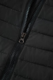 Black Solid Color Quilted Zip-up Puffer Jacket