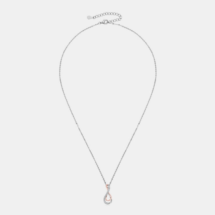 925 Sterling Silver Inlaid Moissanite Infinity Pendant Necklace