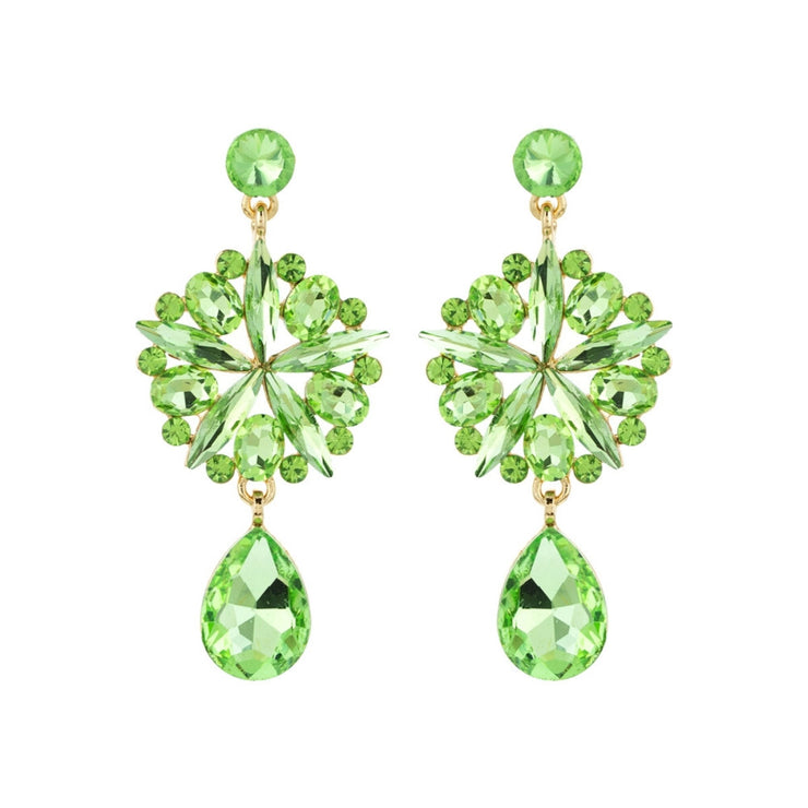 Lime Crystal Burst Earrings