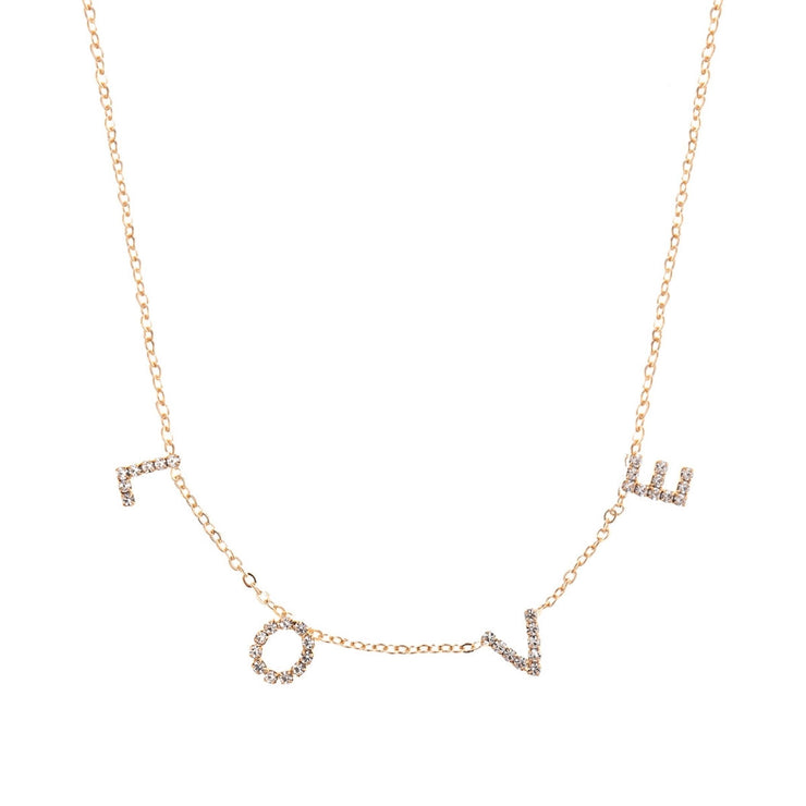 Gold LOVE Station Necklace