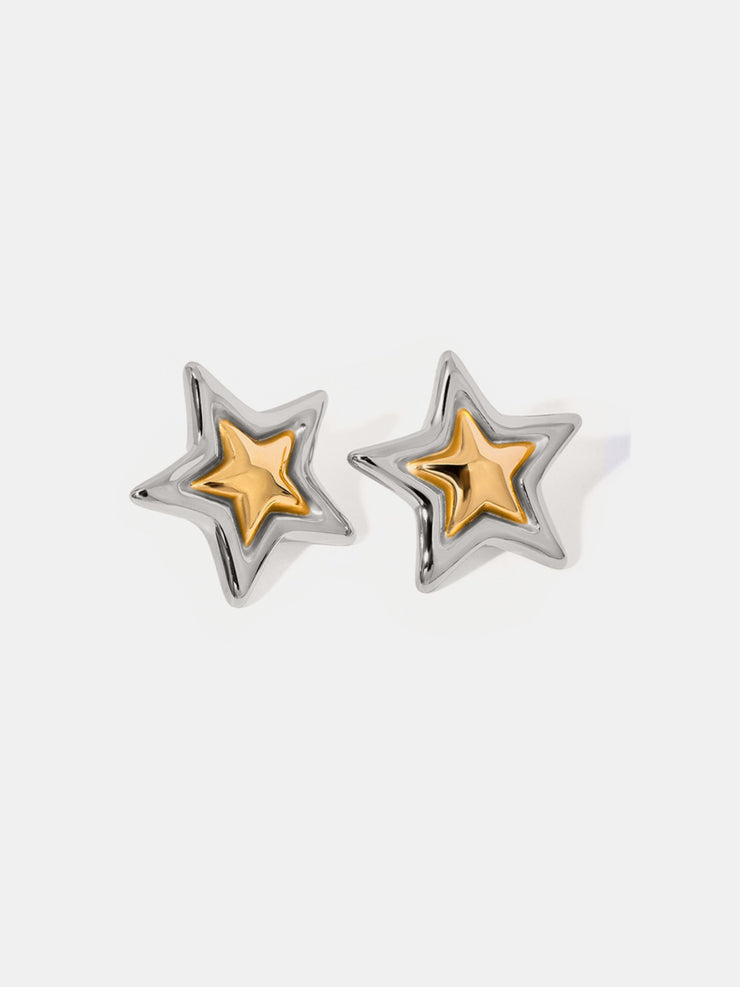 Stainless Steel Star Stud Earrings