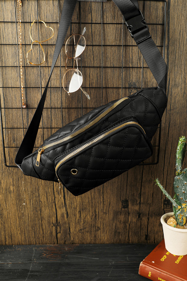 Black Rhombus Pattern Simple Waist Bag