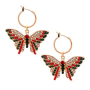 Red and Green Flutter Butterfly Hoops