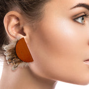 Wood and Feather Earrings