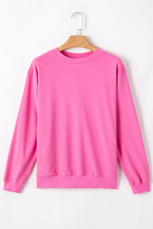 Bonbon Plain Drop Shoulder Crewneck Pullover Sweatshirt