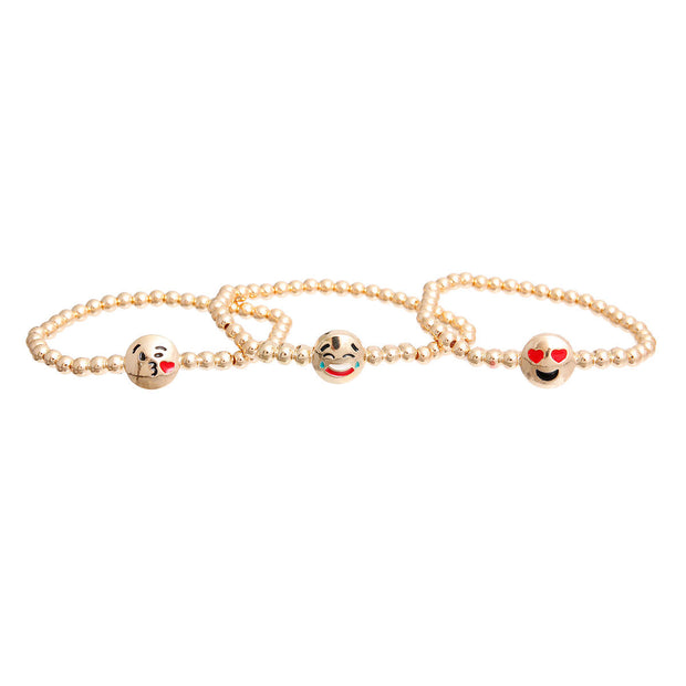 Gold Emoji Stretch Bracelets