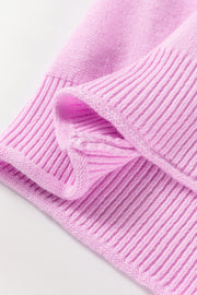 Pink Raw Edge Ribbed Detail Drop Shoulder Sweater