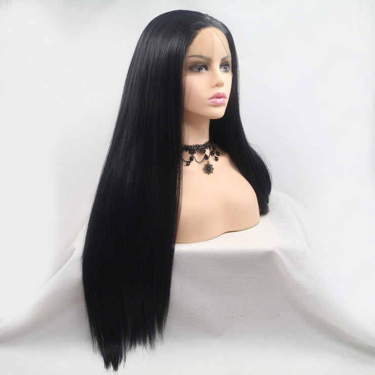 13*3" Lace Front Wigs Synthetic Long Straight 24" 130% Density