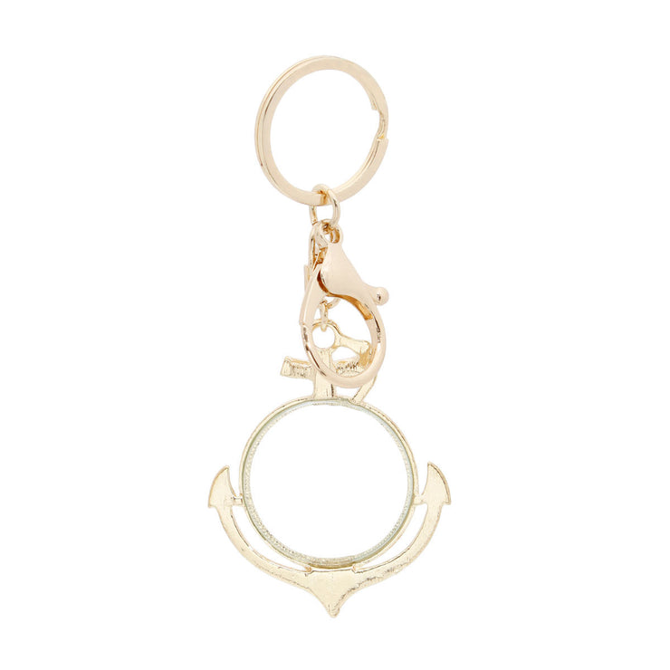 Gold Anchor Magnifying Glass Keychain