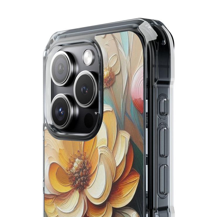 FASHION JUNKY - Oil Painted Pastel Flower Magnetic Clear Impact Case