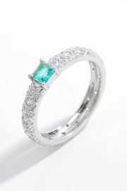 925 Sterling Silver Square Zircon Ring